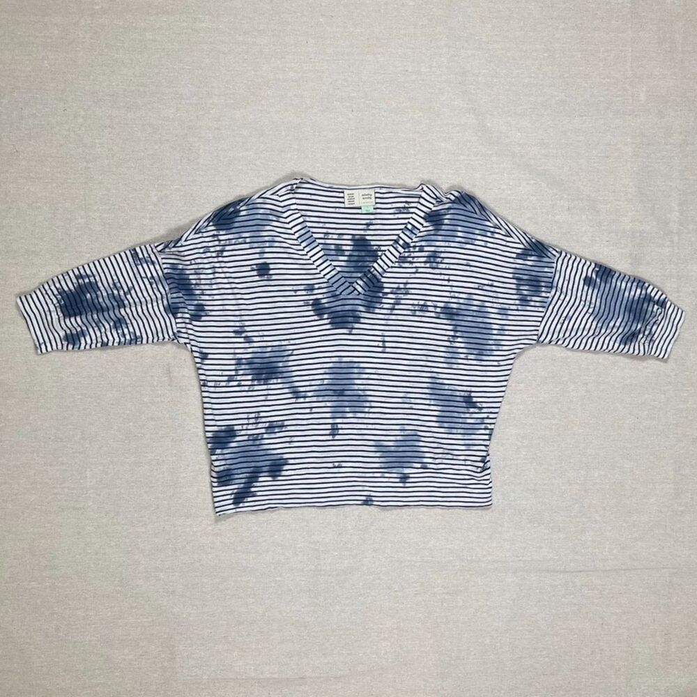 Saturday/Sunday by Anthropologie | Tie-Dye Striped 3/4 Length Sleeve Tee | Small